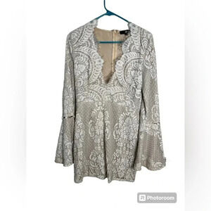 Misguided Lace Bell Sleeve Mini Dress Size 6